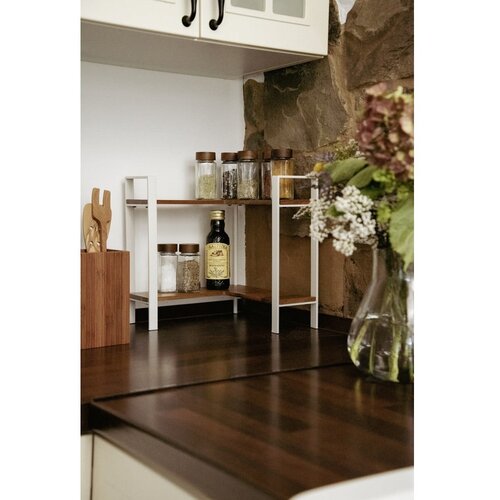 Wenko 53025100 - Polica LOUISA 30x33 cm bela/smeđa Slike