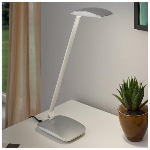 Eglo cajero stolna/1, led, 4,5w, 550lm, na dodir, usb, plastika/srebrna Slike