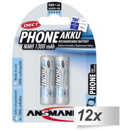 Ansmann 12x2 maxE NiMH bat. Mignon AA 1300 mAh DECT PHONE Slike