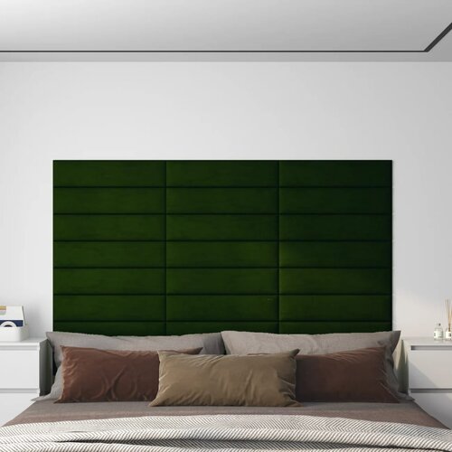 vidaXL zidne ploče od tkanine 12 kom tamnozelene 60 x 15 cm 1,08 m² Cijene