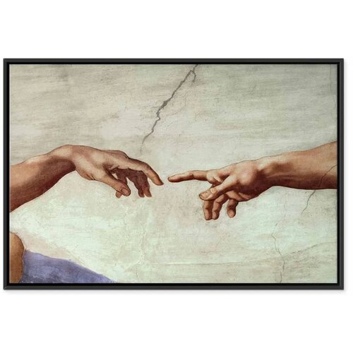  Slika - Michelangelo &amp;ndash; The Creation of Adam (hands) 120x80 U crnom drvenom okviru Slike