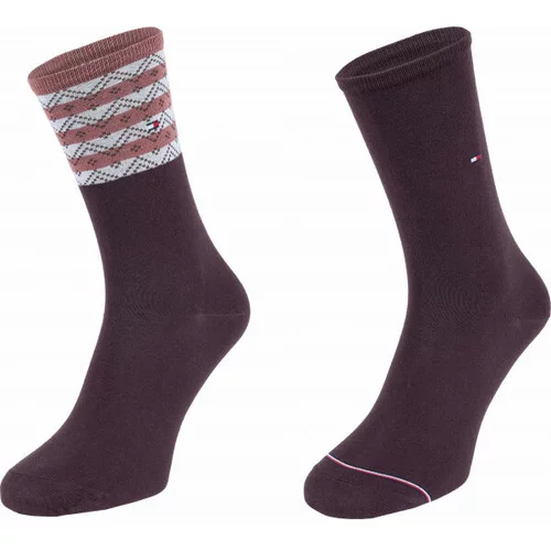 Tommy Hilfiger WOMEN SEASONAL TENCEL SOCK 2P FOLK STRIPE Ženske čarape, smeđa, veličina