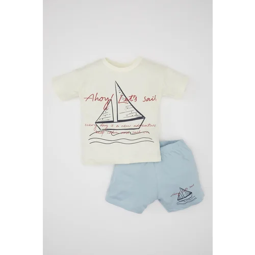 Defacto Baby Boy Printed Short Sleeve T-shirt Shorts 2-Piece Set