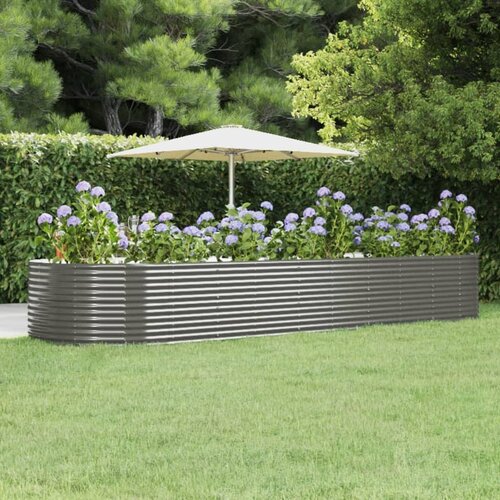 vidaXL Visoka greda siva 447x140x68 cm pra&scaron;no barvano jeklo Cene