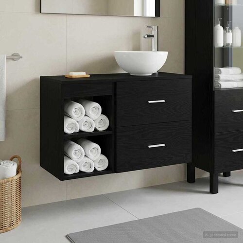  Set namještaja za kupaonicu 2 kom. Crni hrast Konstruirano drvo Crna 49,5 x 41 x 80 cm Cene