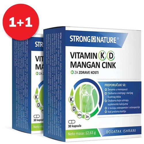 Strong Nature Vitamin K D Mangan Cink, 30+30 kapsula (1+1 GRATIS) Slike