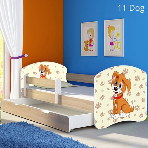 ACMA Dječji krevet s motivom, bočna sonoma + ladica 160x80 cm - 11 Dog Cijene