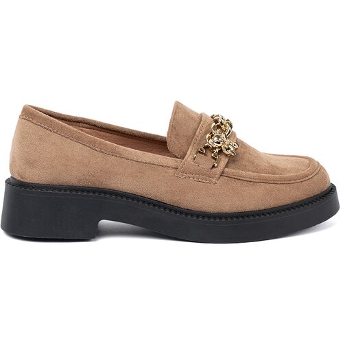 Shelvt Beige loafers with a gold chain. Cene