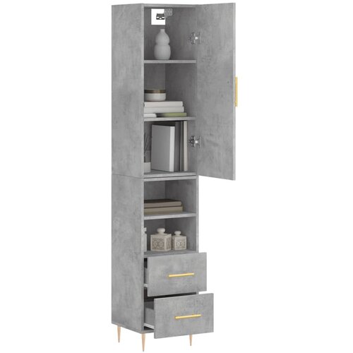  Visoka komoda siva betona 34,5x34x180 cm od konstruiranog drva Slike