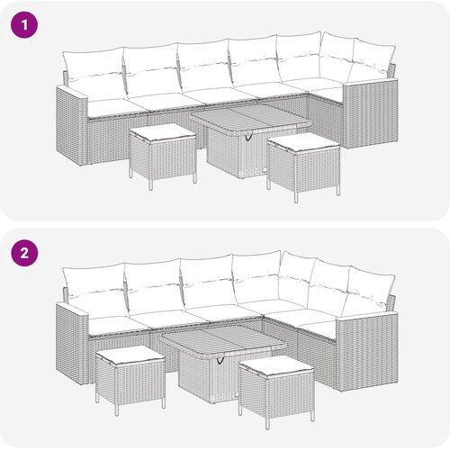  Sjedeća garnitura za vrt 9 kom. Crna poliratan 80 x 80 x 71 cm Slike