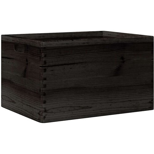 VidaXL Drvena kutija s ručkama crna 40x30x23 cm puno drvo bor Slike