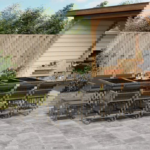 The Living Store Vrtna jedilna garnitura 13-delna z blazinami siv poli ratan - Vrtna Jedilna Garnitura, (21671865) Cene