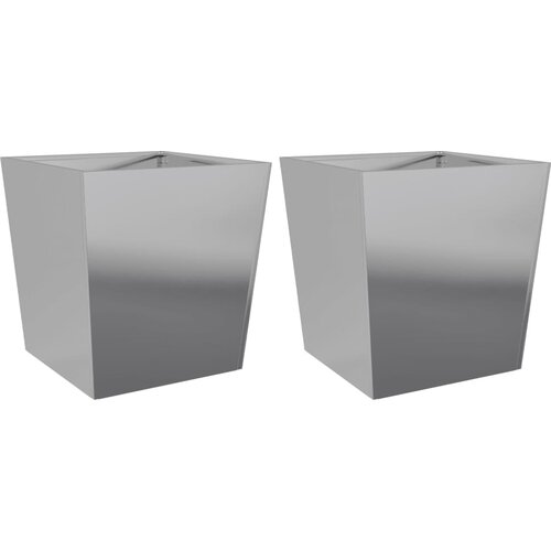 Maison Chic Vrtno korito - Greda - Cvetlični Lonec 2 kosa 50x50x50 cm pocinkano jeklo, (21789474) Slike
