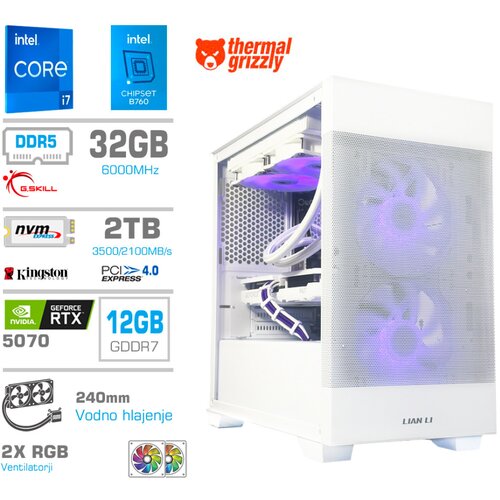 MEGA Računalnik MT S7X i7-14700K/RTX5070/32GB-DDR5/1TB-4.0/750W/Brez OS/bela RGB + Estetski napajalni kabli [Vijolična / Bela], (22097711) Cene