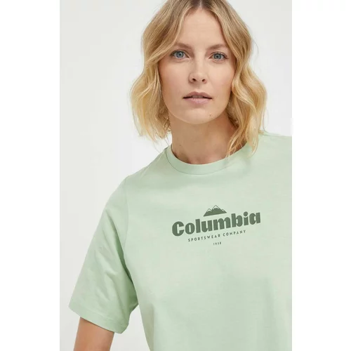 Columbia Bombažna kratka majica zelena barva