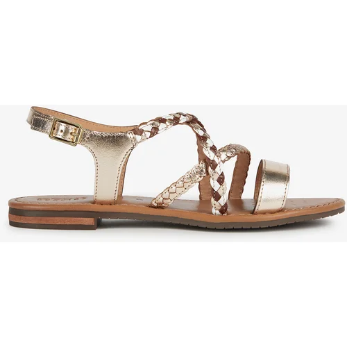 Geox Women's leather sandals in gold color Sozy