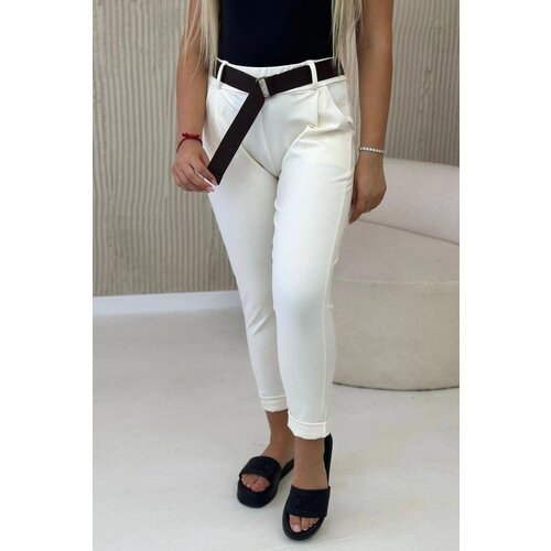 Kesi Punto Milano winter pants with belt light beige Cene