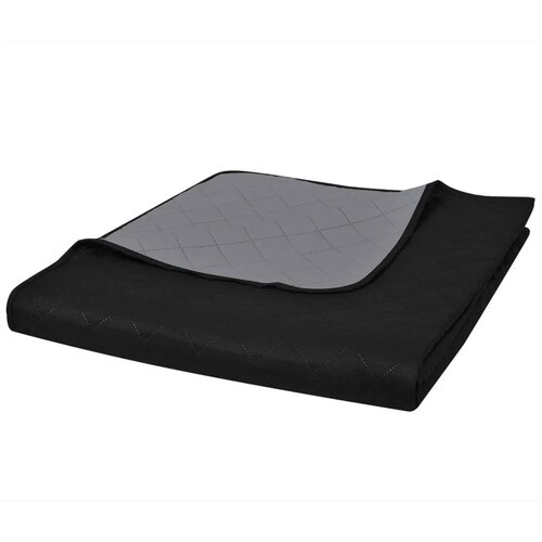 vidaXL 130885 Double-sided Quilted Bedspread Black/Grey 230 x 260 cm, (20827391) Cene