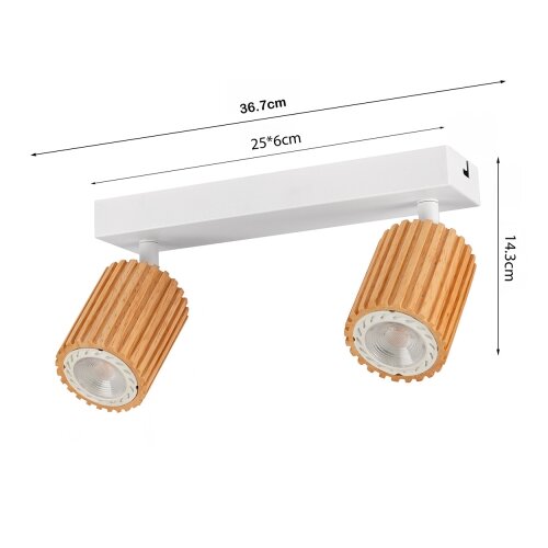  Brilagi - Stropno spot svetlo MODERN WOOD 2xGU10/8W/230V drvo/bela Slike