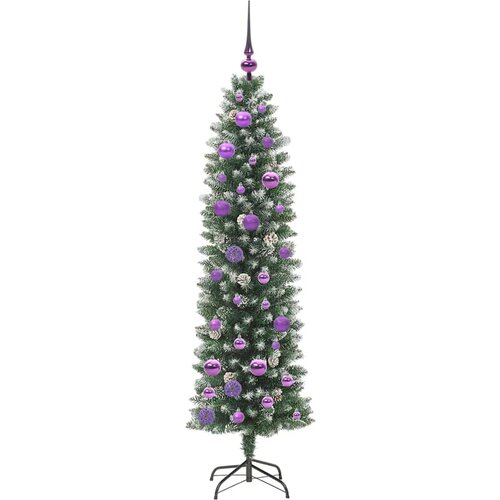  Umjetno vitko božićno drvce Zelena i bijela 150 cm Slike