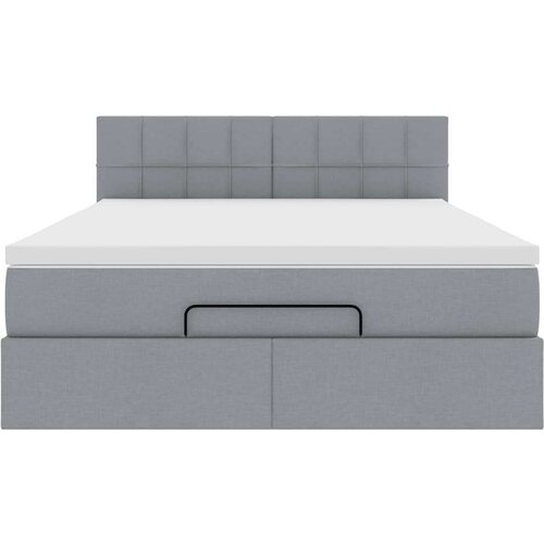 VidaXL Otomanski krevet s madracem svijetlosivi 140x190 cm od tkanine Slike