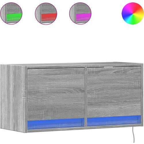 Maison Chic Stenska TV omarica - TV stojalo - Televizijska omarica z LED lučkami siva sonoma 80x31x38 cm, (21699637) Slike