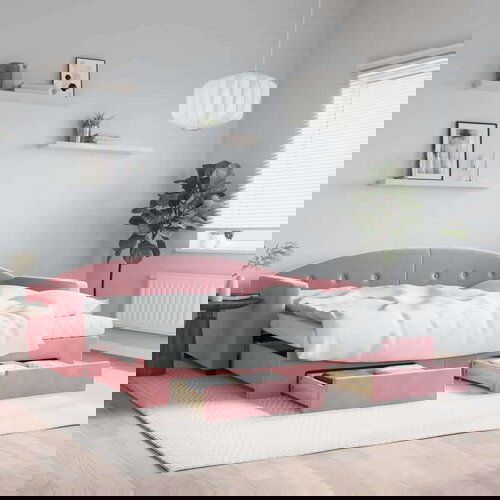  Dnevni krevet na razvlačenje ružičasti 90 x 200 cm baršunasti Cijene