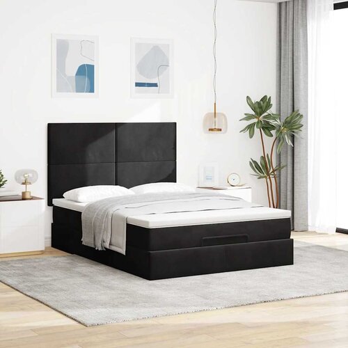  Ottoman krevet s madracima i LED diodama crni 140x200 cm bar&amp;scaron;un Slike