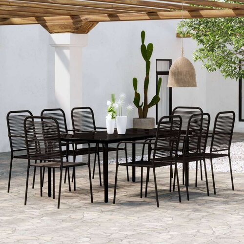  9-dijelni vrtni blagovaonski set crni Slike