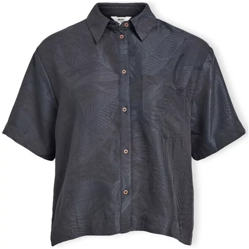 .OBJECT Topi & Bluze Hannima Shirt S/S - Black Črna
