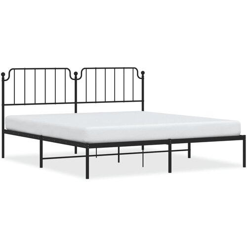 Maison Chic Kovinski Posteljni okvir - Dvoposteljna postelja - Zakonska postelja z vzglavjem črn 183x213 cm, (21692946) Slike