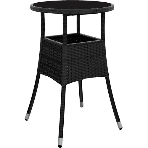  5-dijelni vrtni bistro set od poliratana s jastucima crni Slike