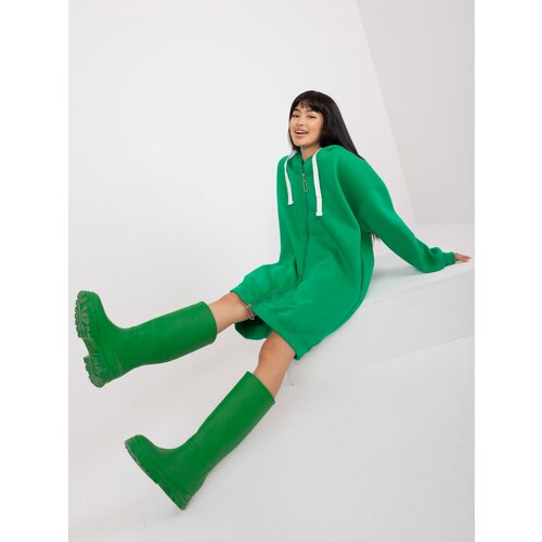 Fashion Hunters Green long basic sweatshirt oversize cut Slike