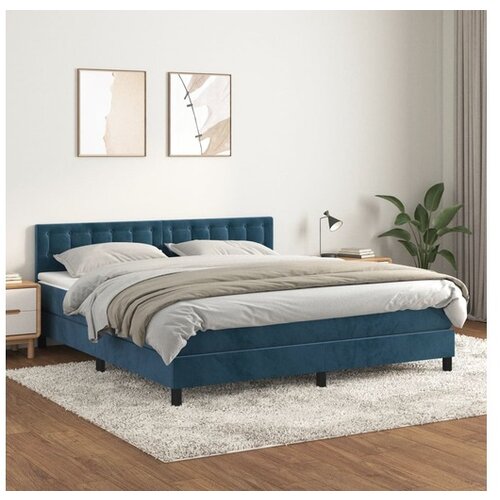 VidaXL Box spring postelja z vzmetnico temno modra 180x200 c Slike