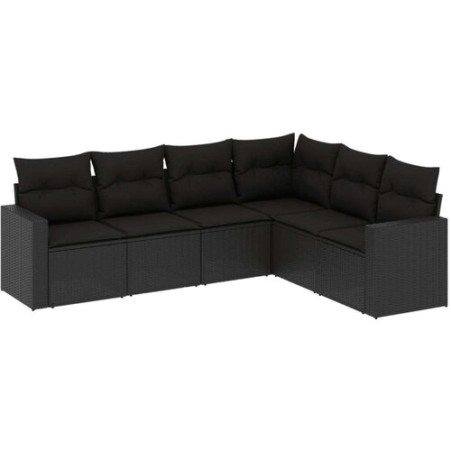 vidaXL 6-dijelni set vrtnih sofa s jastucima crni od poliratana Cijene
