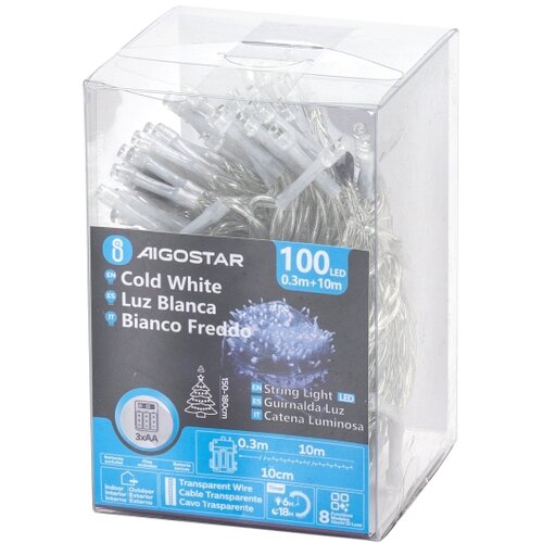 Aigostar led spoljni niz 100xLED/8 funkcija 10,3m IP44 hladno bela Slike
