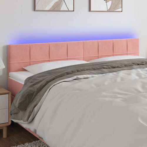 The Living Store led posteljno vzglavje roza 180x5x78/88 cm žamet - led vzglavje, (21503437) Cene