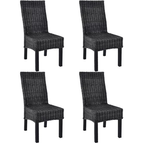 vidaXL blagovaonske stolice od kubu ratana i drva manga 4 kom crne