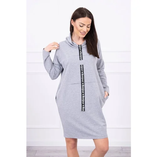 Kesi Dress with tie gray