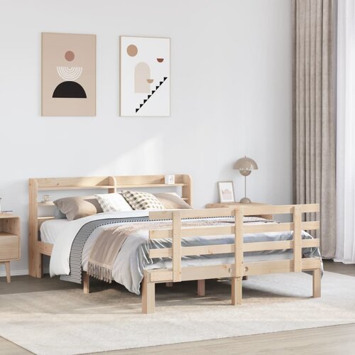 vidaXL Posteljni okvir z vzglavjem 140x190 cm trdna borovina Cene