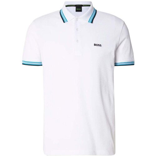 Boss Paddy Piqu&amp;eacute; Polo Shirt Open White/Blue Bijela Slike