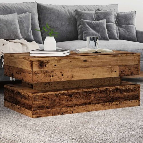  Stolić za kavu s LED svjetlima boja starog drva 90 x 50 x 40 cm Cijene