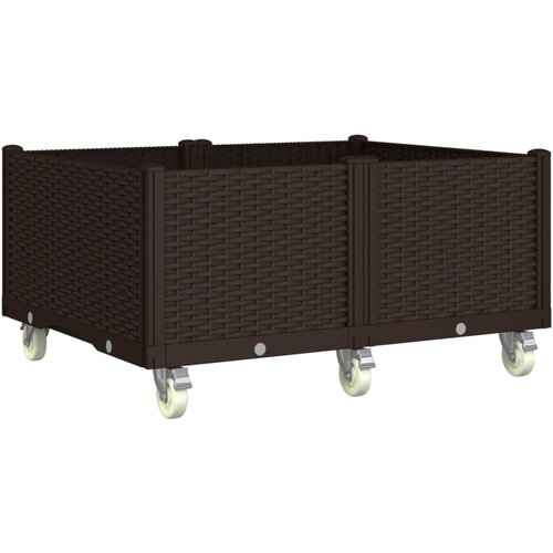 vidaXL Cvetlično korito s kolesi rjavo 100x80x54 cm PP, (21144339) Cene