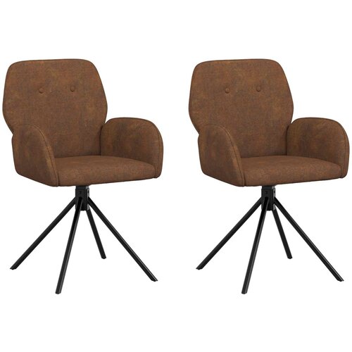 vidaXL Vrtilne jedilne stole 2 pcs Umetno nubuk usnje Rjava, (5000296598) Cene