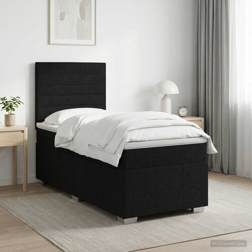  Boxspring krevet s madracem Crna 100 x 200 cm Tkanina Cijene