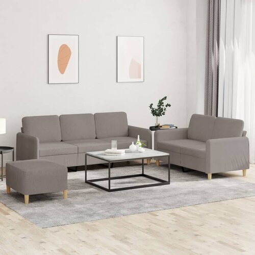  3-dijelni set sofa s jastucima smeđesivi od tkanine Cijene