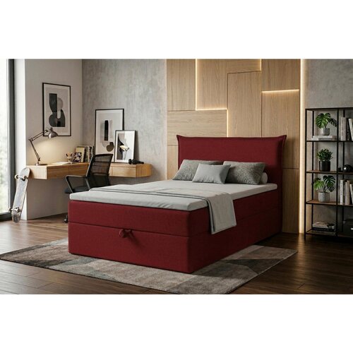 MID.YOU POSTELJA Z VZMETNICO 120 cm x 200 cm , tekstil, leseni material rdeča Slike