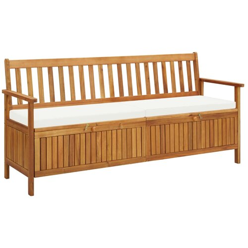 VidaXL Klupa za pohranu s jastukom 170 cm od masivnog bagremovog drva Slike