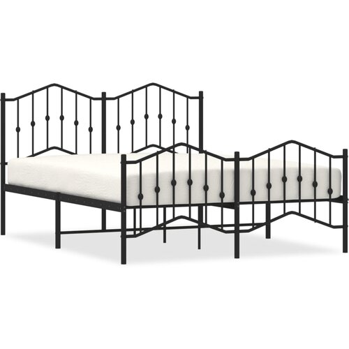 Maison Chic Kovinski Posteljni okvir - Dvoposteljna postelja - Zakonska postelja z vzglavjem in vznožjem&amp;nbsp;črn 140x200 cm, (21695494) Slike