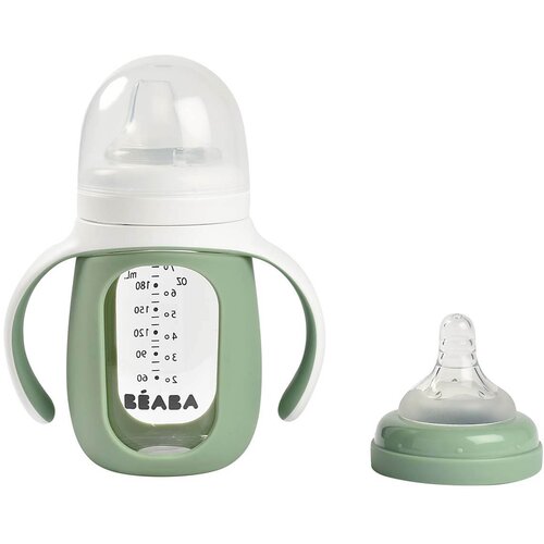 Béaba® steklena steklenička za učenje pitja 2v1 sage green 210ml Cene